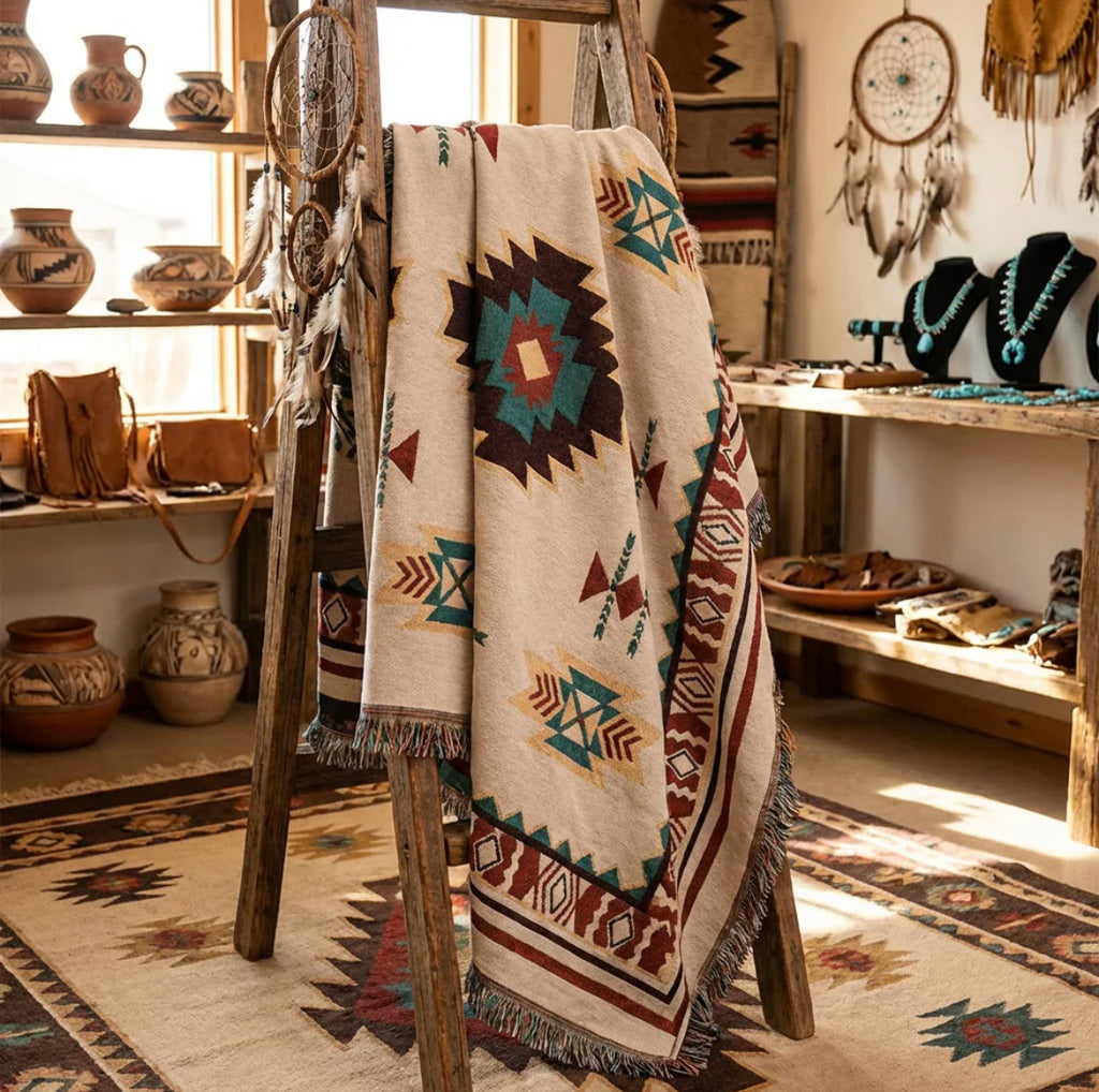 Bluestone Woven Tapestry Blanket
