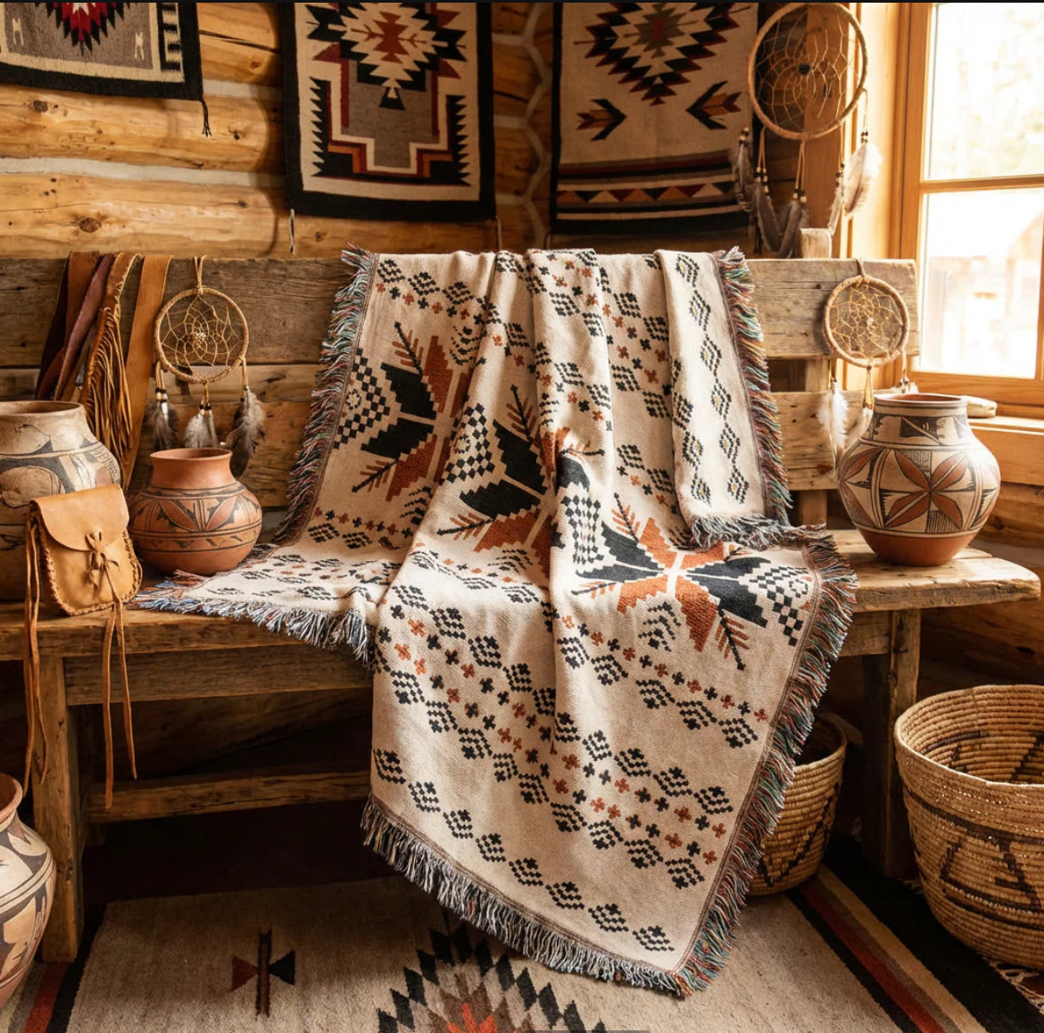Bluestone Woven Tapestry Blanket