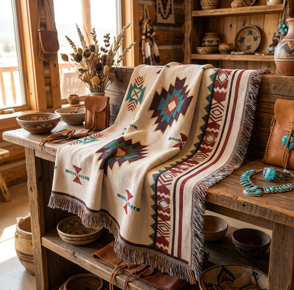 Bluestone Woven Tapestry Blanket