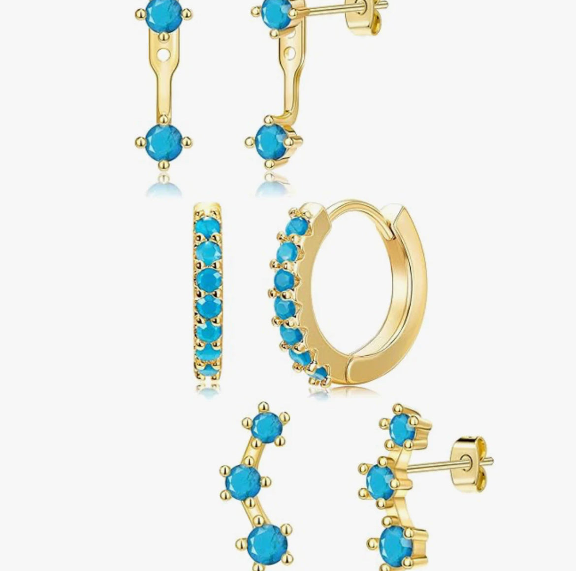 3 Set Gold Plated Earrings
